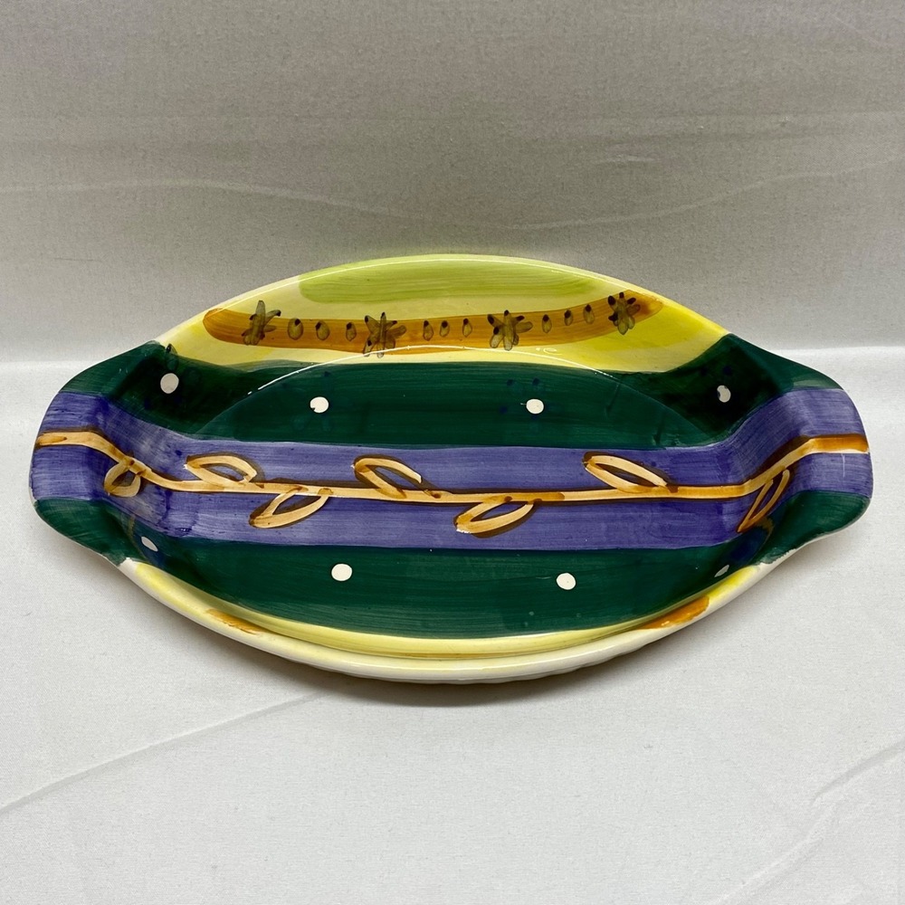 Serving Tray Dish 9 1/4" Oval Multicolor‎ Holiday Deco Cooking Serveware Platter